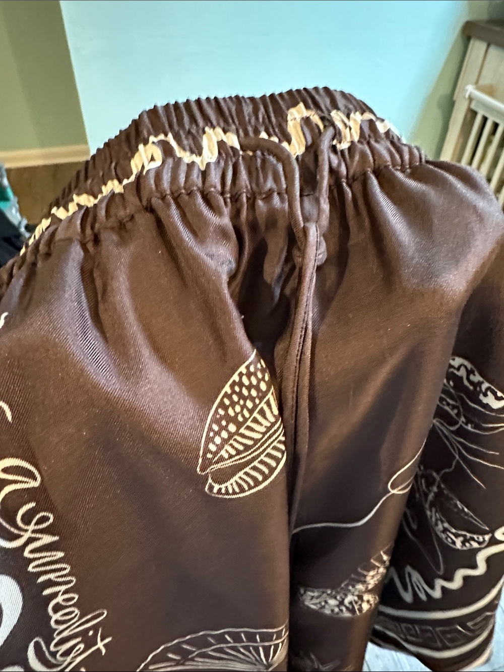 ALÉMAIS Brown Silk Printed Wide Leg Pants Size US 2 - Picture 8 of 14
